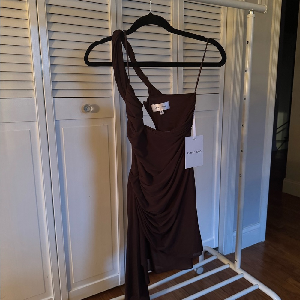 Ronny Kobo Itzel Mini Dress in Brown